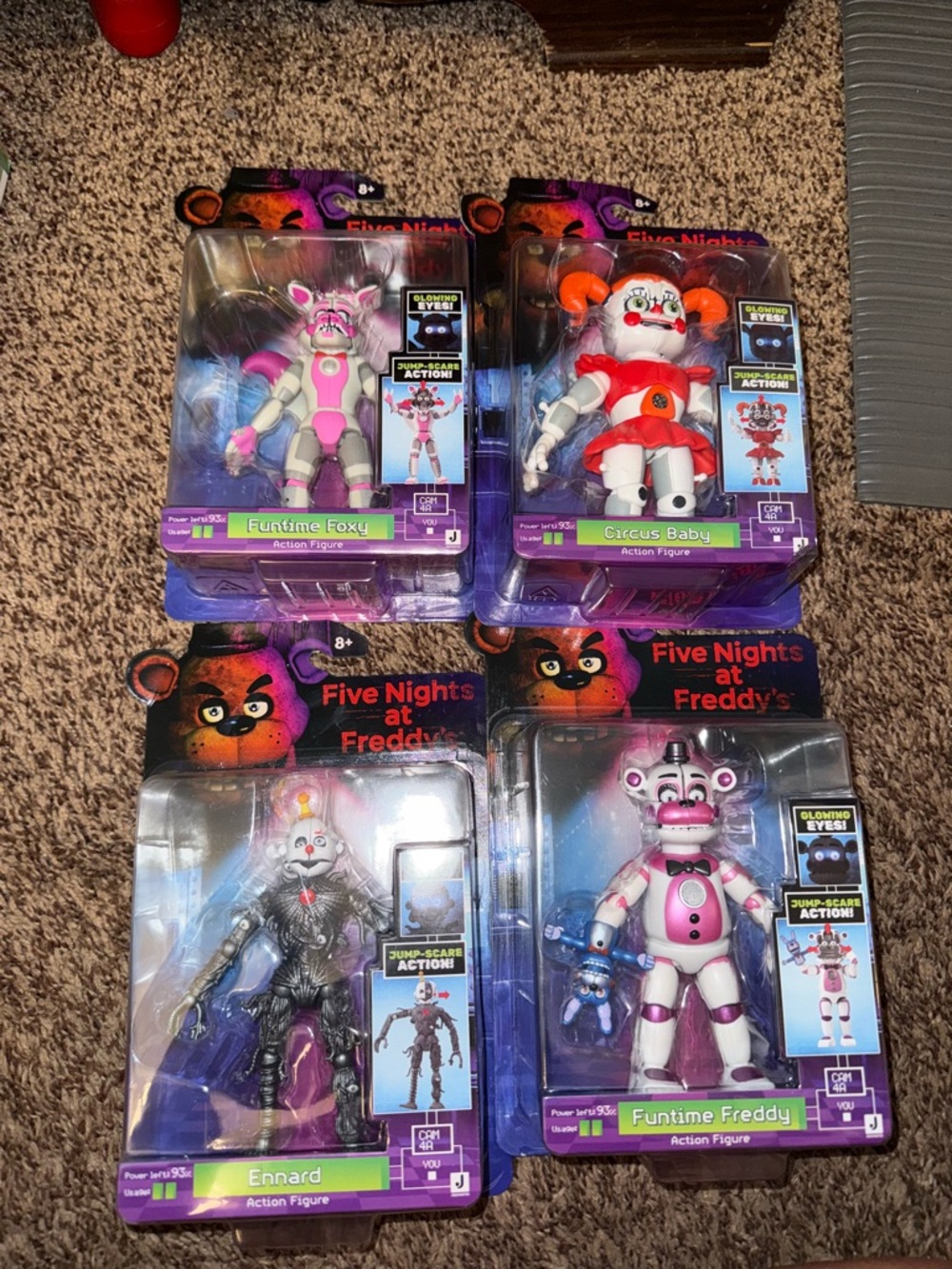 FNAF Jazwares Jumpscare Figure Set of 4 Foxy, Circus Baby, Ennard, & Freddy